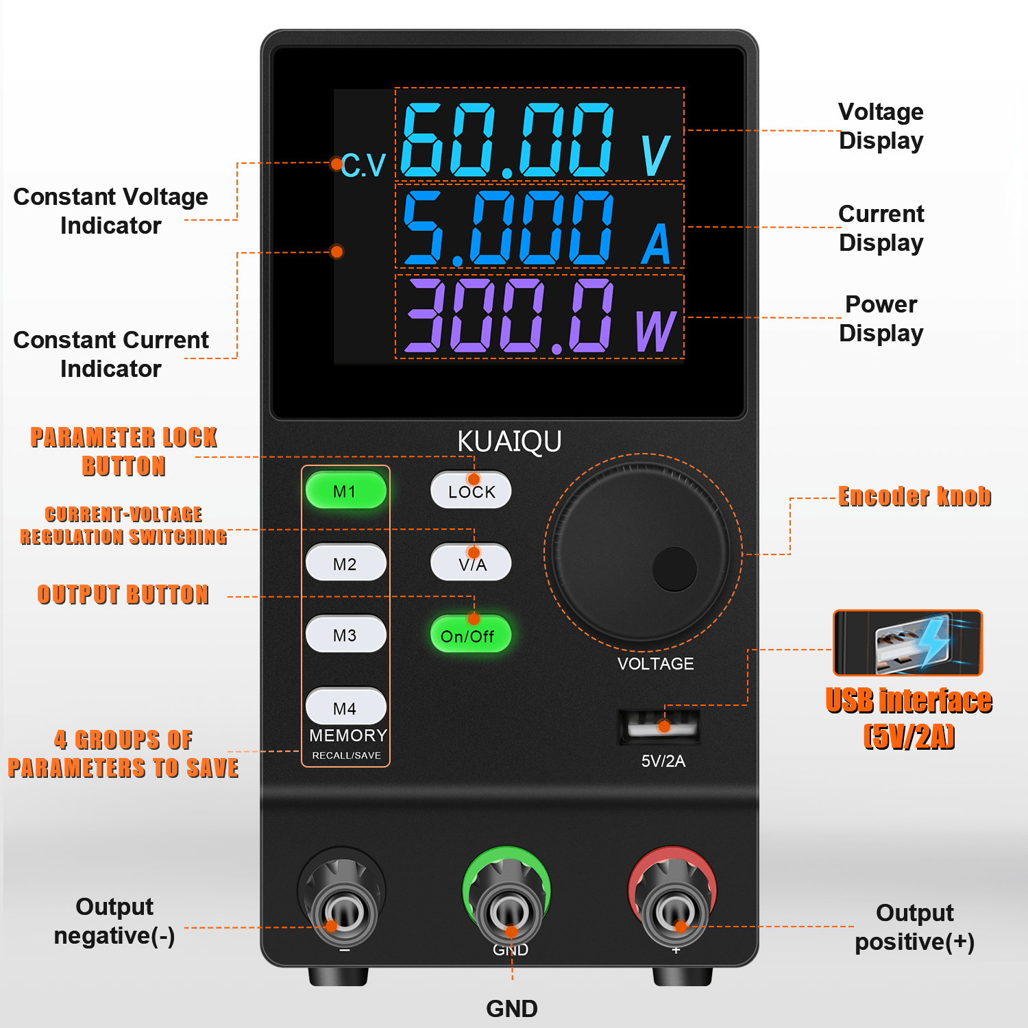KUAIQU SPPS605D-232 Alimentato - Programmable Dc Power Supply 60V 5A recensione e prezzo